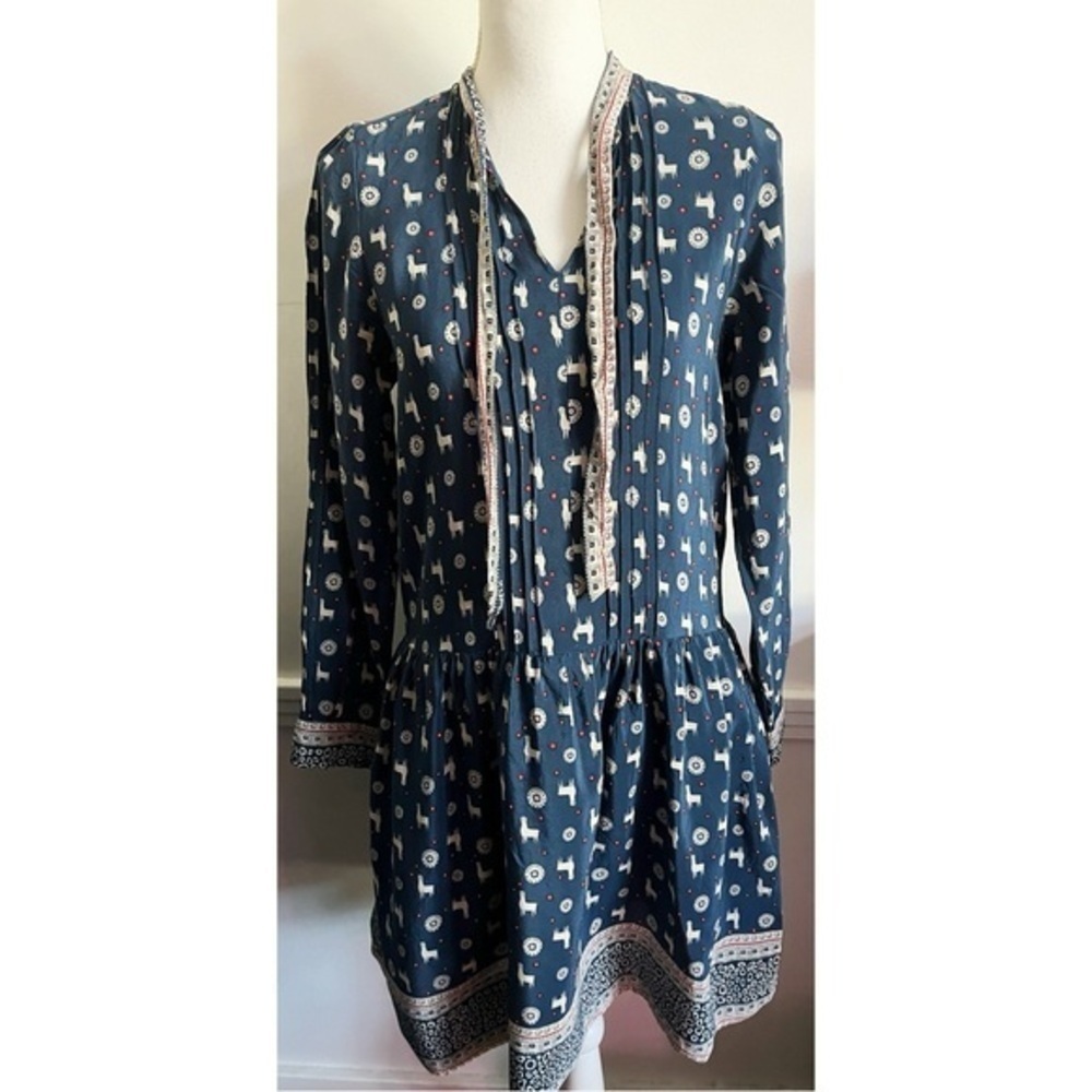 Sea New York • Navy Ivory Red Alpaca Pattern Dress
